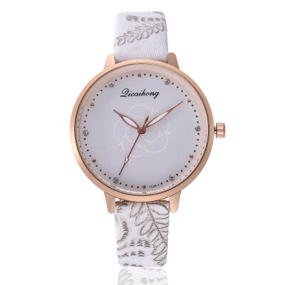 

Korean version of 3D printing belt ladies watch diamond graduation quartz watch