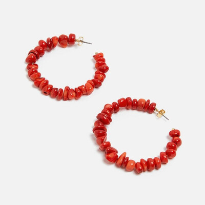 

2019 Fashion Bohemia Naturel Stone Pearl Acetate Hoop Earrings for Women Ethnic Beads Hoops Alloy Earring za jewelry Female