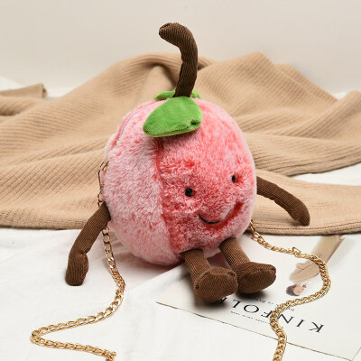 

2019 new plush pink pumpkin chain bag female Korean version of the cartoon Messenger bag cute foreign funny ugly cute bag