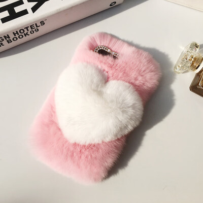 

Love Heart Case For vivo V7 Plus Y79 Z10 Cute Rabbit Cover Hairy Fur Fluffy Phone Case