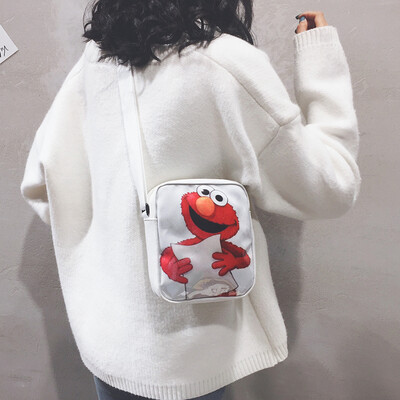

Net red texture small bag female 2019 new wave Korean version of the wild Sesame Street single shoulder Messenger bag cartoon canvas bag