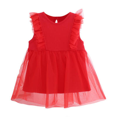 

Kids Girl Princess Dress Mesh Bow Cute Sweet Sleeveless Party Wear Dress