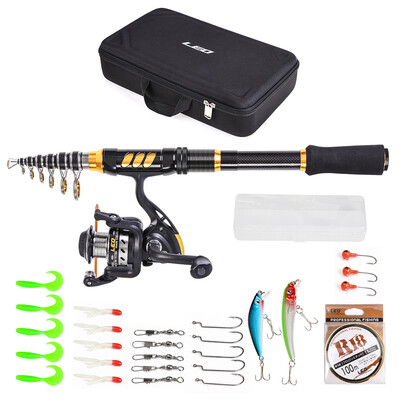 

Fishing Rod&Reel Combo Carbon Fiber Telescopic Fishing Rod with Spinning Reel Fishing Line Lures Hooks Swivels Saltwater Fresh
