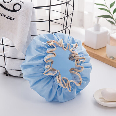 

〖Follure〗Women Double Waterproof Shower Satin Bathing Cap Hats Silk Reusable Hair Cover