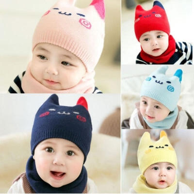 

Baby Boy Girl Winter Warm Knitted Cat Hat Newborn Infant Kids Beanie Cap