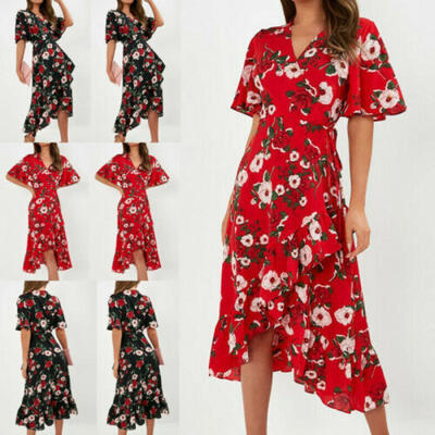 

Women Boho Floral Long Maxi Dress Cocktail Party Holiday Summer Beach Sundress