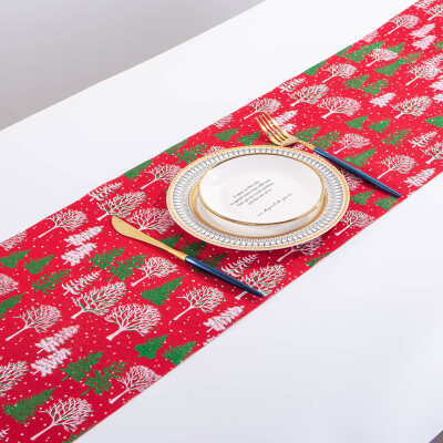 

Tailored Merry Christmas Red Snowflake Snowman Long Table Runner Cloth 270CM Home Decor