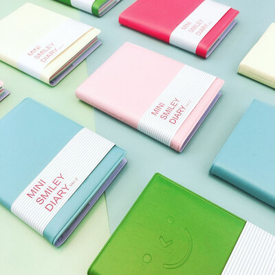 

Smiley Faux Leather Case Portable Notebook Pocket Diary Memo Notepad Journal Pad