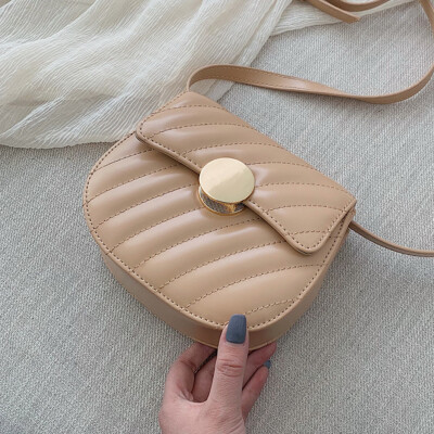 

New small bag women2019 new style slant bag Korean version round-round saddle bag semi-round saddle bag