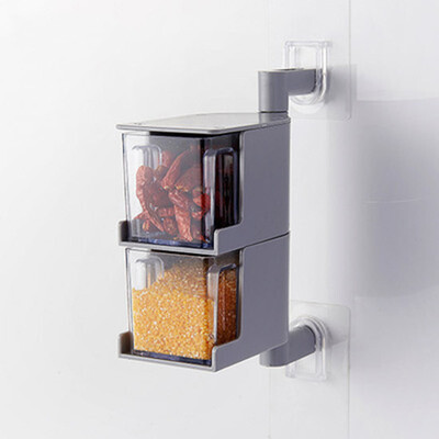 

Seasoning Boxes Kitchen Condiment Box Spice Storage Jar Wall Hanging Rotating