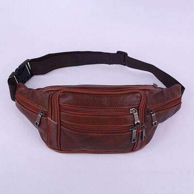 

2018 New Style Fashion Black Leather Fanny Pack Mens Waist Belt Bag Womens Solid Zipper Hip Pouch Travel