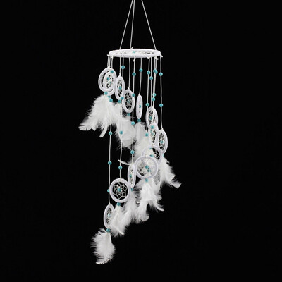 

White Dream Catcher Wind Chimes Wheel Feather Dreamcatcher Living Room Bedroom Kid Home Decoration NEW