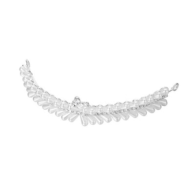 

Wedding Hair Accessories Bridal Tiaras for Ladies Zinc Alloy with ABS Plastics Beads&Rhinestone Silver White 130x30mm Ho