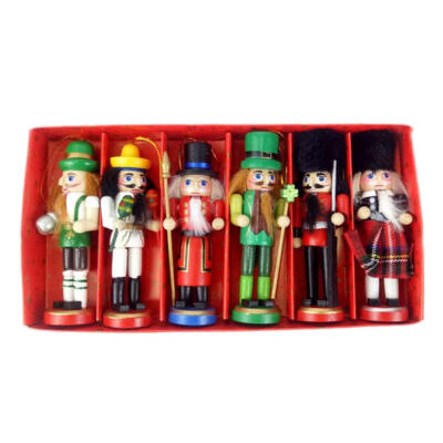 

6 pcs Nutcracker De Madeira Boneca Soldado Estatuetas Em Miniatura Artesanato Boneco de Natal de Ano Novo Enfeites de Decoração