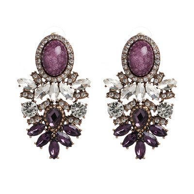 

Handmade Vintage Flower Rhinestone Stud Earrings Jewelry 2019 Big New Statement Fashion Crystal Earring For Women C3506