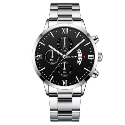 

Gobestart CUENA Mens Business Steel Belt Watch Three Eyes Six-Piece Calendar Quartz Watch