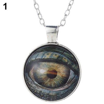 

3D Retro Evil Eye Gem Time Pendant Necklace Steampunk Choker Chain Jewelry