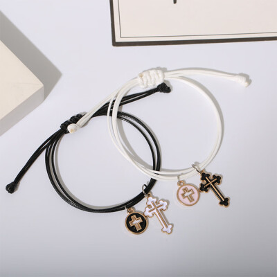 

2PcsSet Couple Bracelet Stitching Heart Bracelets Women Men Cute Cat Pendant Bracelets Valentines Day For Lovers Gifts Beautiful