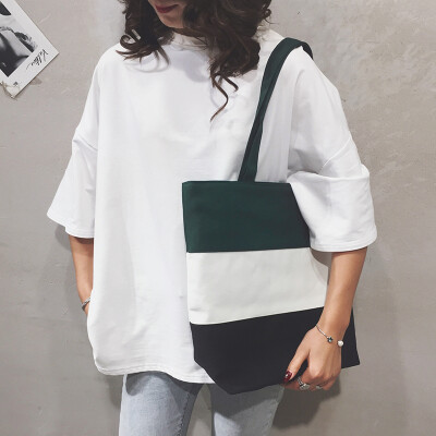 

Shopping bag bag female 2019 new Korean version of the casual wild hit color canvas shoulder bag large capacity tote bag