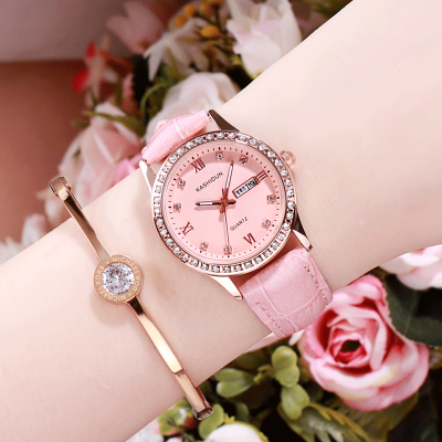 

New authentic minimalist watches waterproof Caseton calendar for girls Korean leather diamond luminous Shi Ying watches