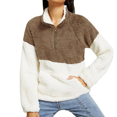 

Nomeni Womens Plush Autumn Winter Tops Oversize Fluffy Fleece Sweatshirt Outwear