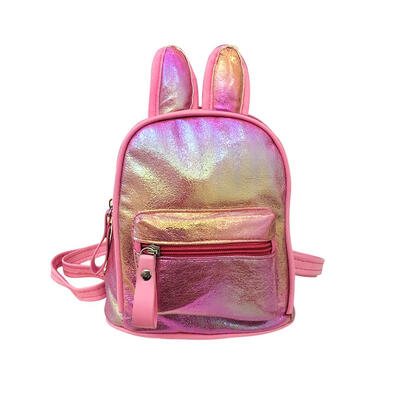 

Cute Girls Laser Rabbit Ear Backpacks Women School Bags Gradient Knapsack