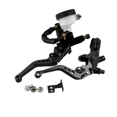 

78" Motorcycle Brake Clutch Levers Master Cylinder Reservoir Set Universal Adjustable