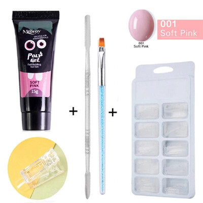 

100Pcs Nail Art Tips Mold Nail Clip Nail Cuticle Pusher Therapy Pen 15ml Quick-drying Nail Poly Gel