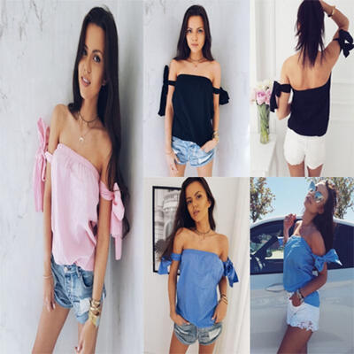 

2018 NEW Summer Women Casual Off Shoulder Shirts Loose Blouse Tops 1PC
