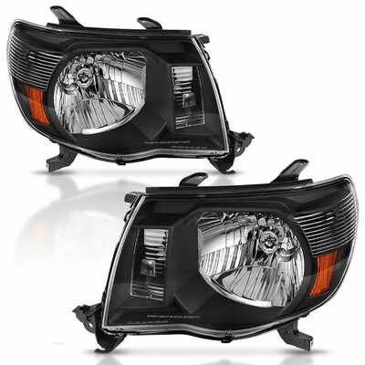 

Headlights Assembly for 2005-2011 Toyota Tacoma Black Amber Headlamps LeftRight