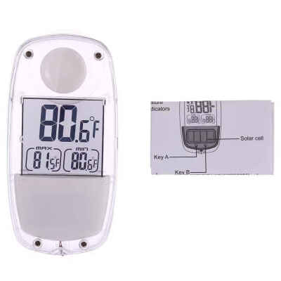 

LCD Digital Solar Power Window Thermometer Suction Cup Temperature Meter Weather Station for Indoor Home Car