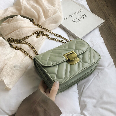 

Small fragrance rhombic embroidered line bag female 2019 new wave Korean version of the wild single shoulder slung fashion chain small square bag