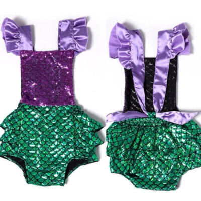 

AU Kids Baby Girls Sequins Romper Jumpsuit Mermaid Outfits Sunsuit Clothing