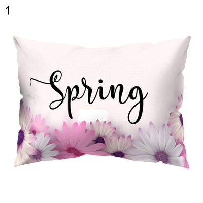 

Fashion Tulip Daisy Flower Print Pillow Case Waist Throw Cushion Cover Decor