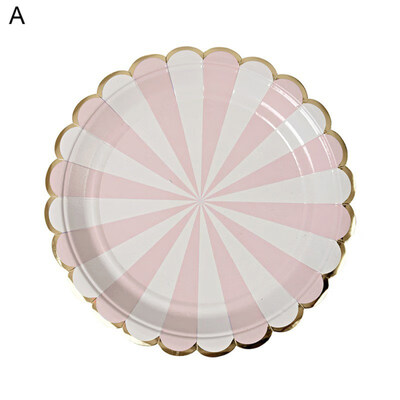 

820Pcs Disposable Striped Tableware Paper Cups Plates Napkins Party Supplies