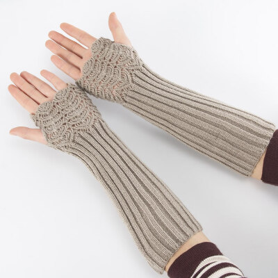 

31 Cm Women Winter Autumn Knitted Long Gloves Winter Arm Warmers Gloves Fingerless Long Mittens Flexible Bare Fingers Arm Sleeve