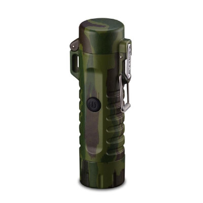 

Outdoor Camping Flashlight LED Light Multi-function USB Waterproof Double ARC Charging Lighter Portable Self-defensive Lighting