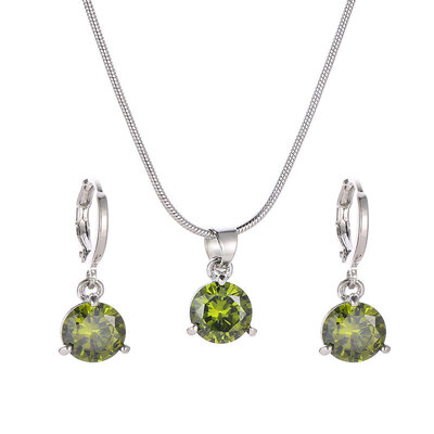 

2019 new brand design round multicolor zircon necklace earrings fashion jewelry generous minimalist jewelry sets for women
