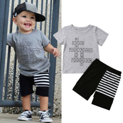 

US Toddler Baby Boys Short Sleeve Tops T-shirt Shorts 2Pcs Outfits Set Clothes