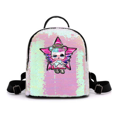 

Glitter Women Sequins Backpack Girls Cartoon Star Travel Shoulder Schoolbag