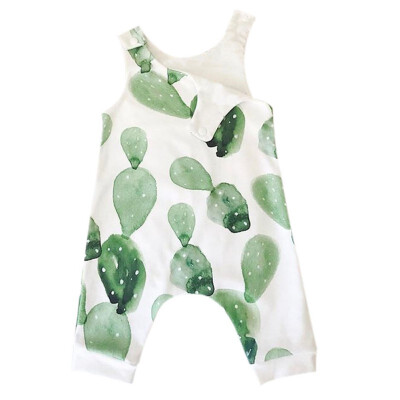 

Newborns Baby Cactus Printing Romper Infant Boy Girl Clothes Baby Sleeveless Cotton Kid Overall Jumpsuits