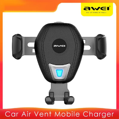 

AWEI Car Charger Gravity Linkage Mobile Bracket Charger without Wire Auto Clamping Air Vent Mount Holder