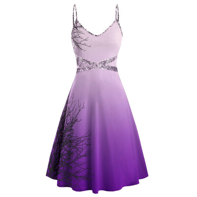 

〖Follure〗Womens Plus Size Halloween Sequins Print Sleeveless Camisole Mini Dress
