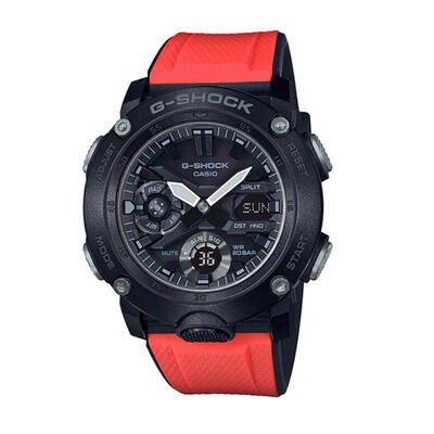 

Casio G-Shock GA-2000E-4 Carbon Core Guard Structure Watch With Red Resin Strap And 2 Extra Straps