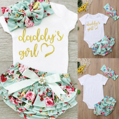 

Newborn Infant Baby Girls Outfit Clothes Tops Romper Jumpsuit BodysuitPants Set