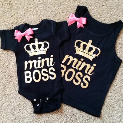 

Newborn Infant Baby Girl Letter T shirt Tops Blouse Sister Matching Clothes