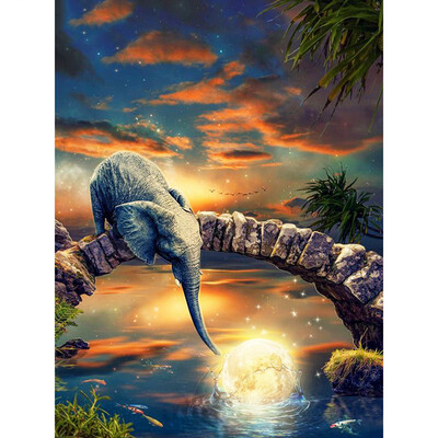 

Diamond Painting Full Drill Square Elephant Cross Stitch Mosaic Animal 5D DIY Diamond Embroidery Full Display Home Decor