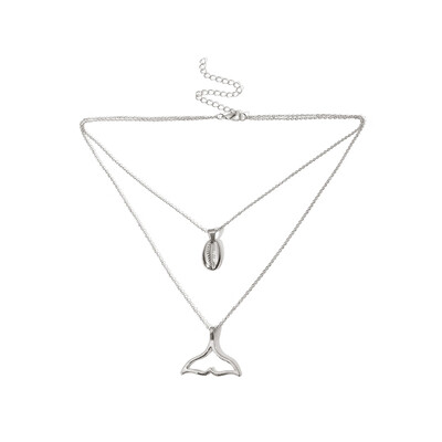 

Boh Multilayer Mermaid Tail Pendant Gold Sea Shell Necklace for Women Vintage Beach Silver Choker Necklace Jewelry