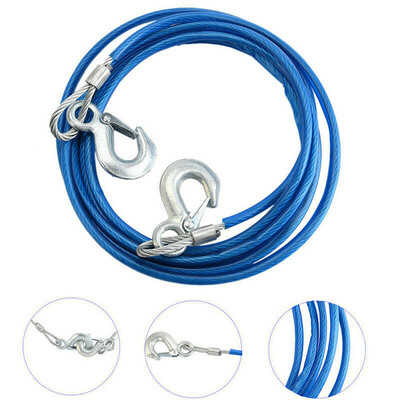

〖Follure〗4M 5 Tons Wire Cable Safety Hook Steel Wire Trailer Car Emergency Towing Rope