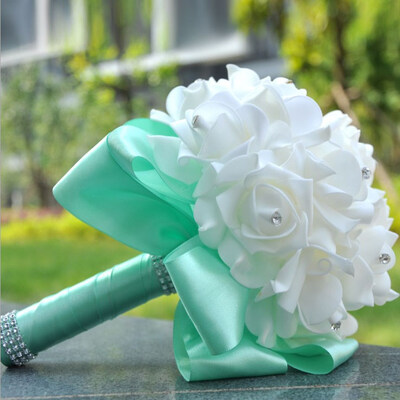 

Wedding Bouquet Big Size Red Bridesmaid Bouquet Bridal Bouquet with Crystals Soft Ribbons Artificial Rose Flowers for Wedding